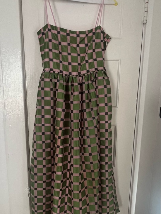 STINE GOYA Dresses & Skirts - STINE GOYA Pink and Green Checkered Midi Dress